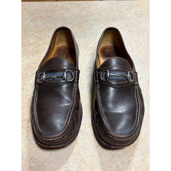 Authentic Gucci Mens Brown Leather Horsebit Loafers Size 9.5 D Made In Italy - Picture 3 of 16
